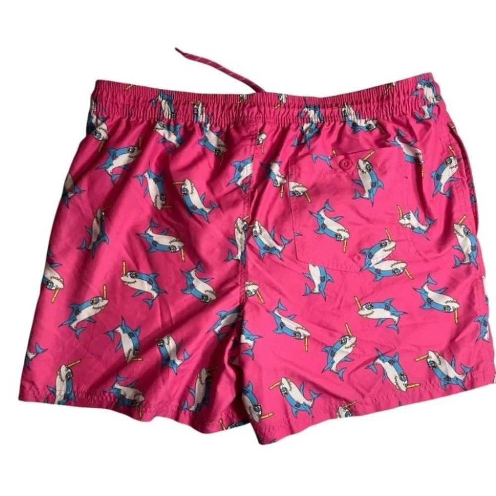 No Boundaries Mens Swim Trunks Bundle XL Pink Shark & Black Alien Skateboard 2pk